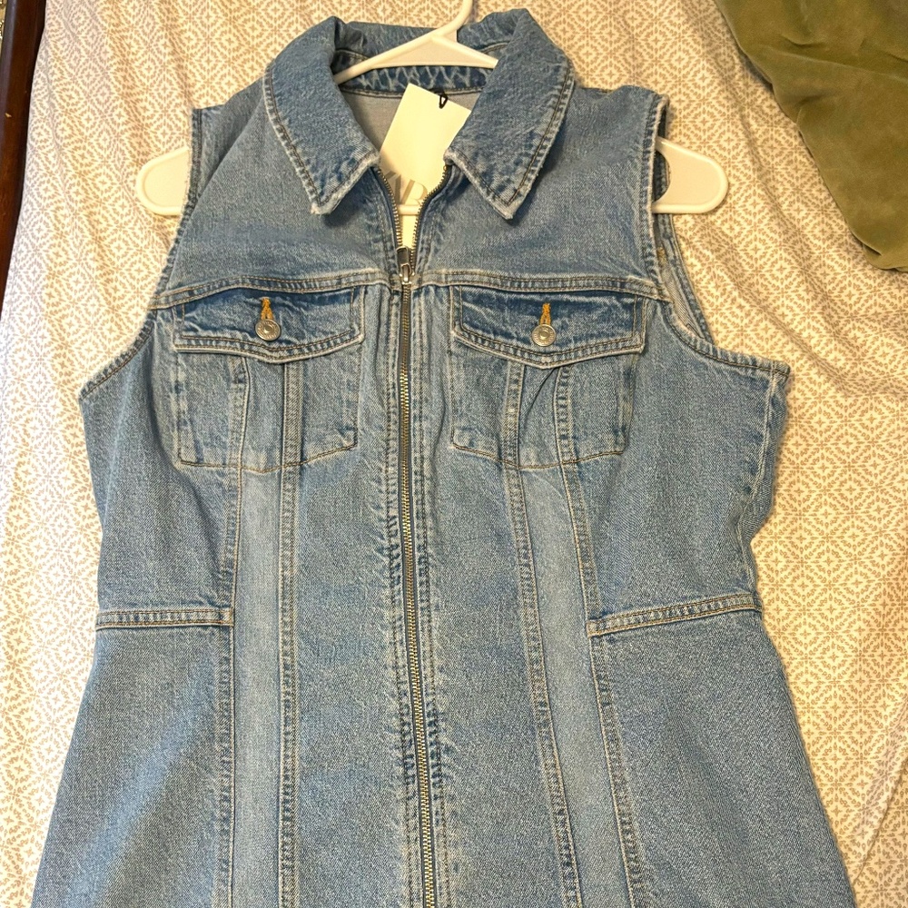 NWT ZARA Denim Zipper Up Dress - XL